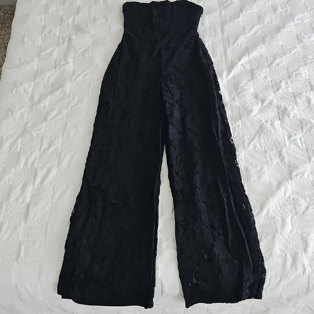 Altar'd State Black Wide Leg Lace Jumpsuit